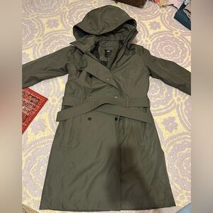 Helly Hansen Forest Green Hooded Trench Coat
